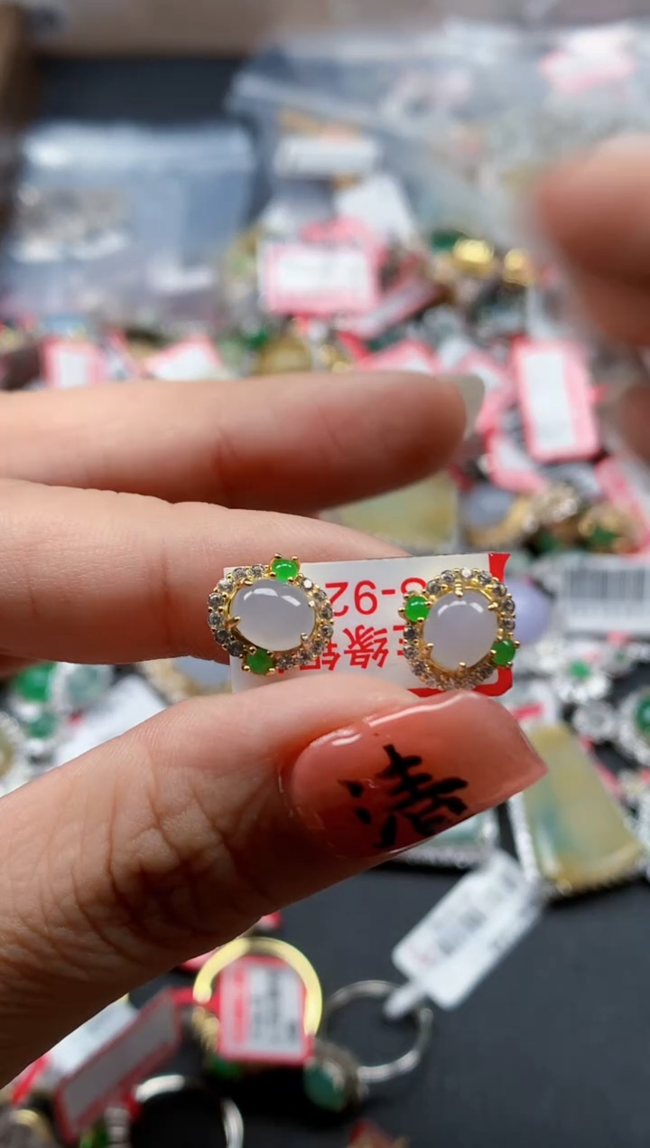 银S925镶嵌戒指翡翠天然A货缅甸翡翠