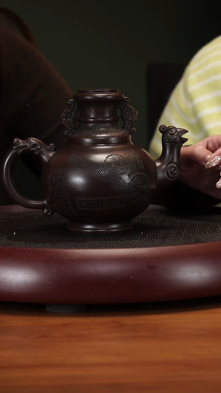 【闪购商品】紫砂茶壶3-97QYJ天鸡壶老紫泥500cc