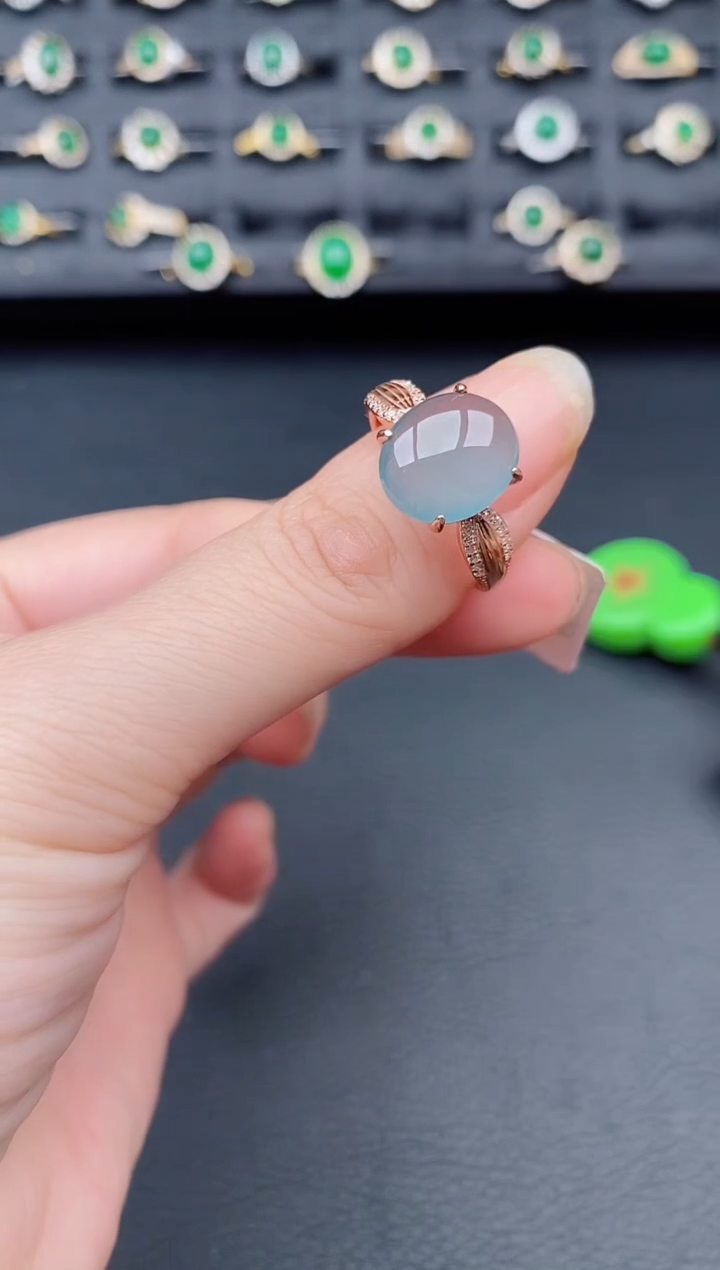 银S925镶嵌戒指翡翠天然a货翡翠52