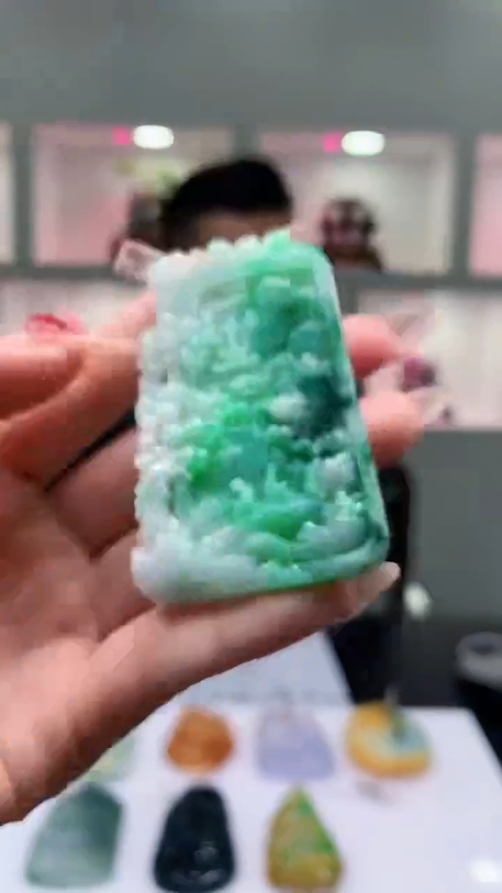 【闪购商品】定制翡翠未镶嵌1023y-毛货挂件24