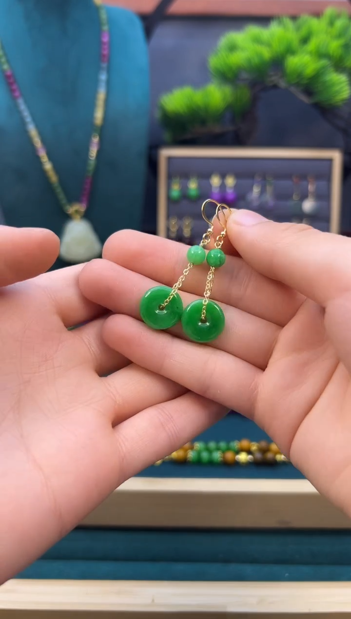 【闪购商品】翡翠耳饰14K金镶嵌E04      