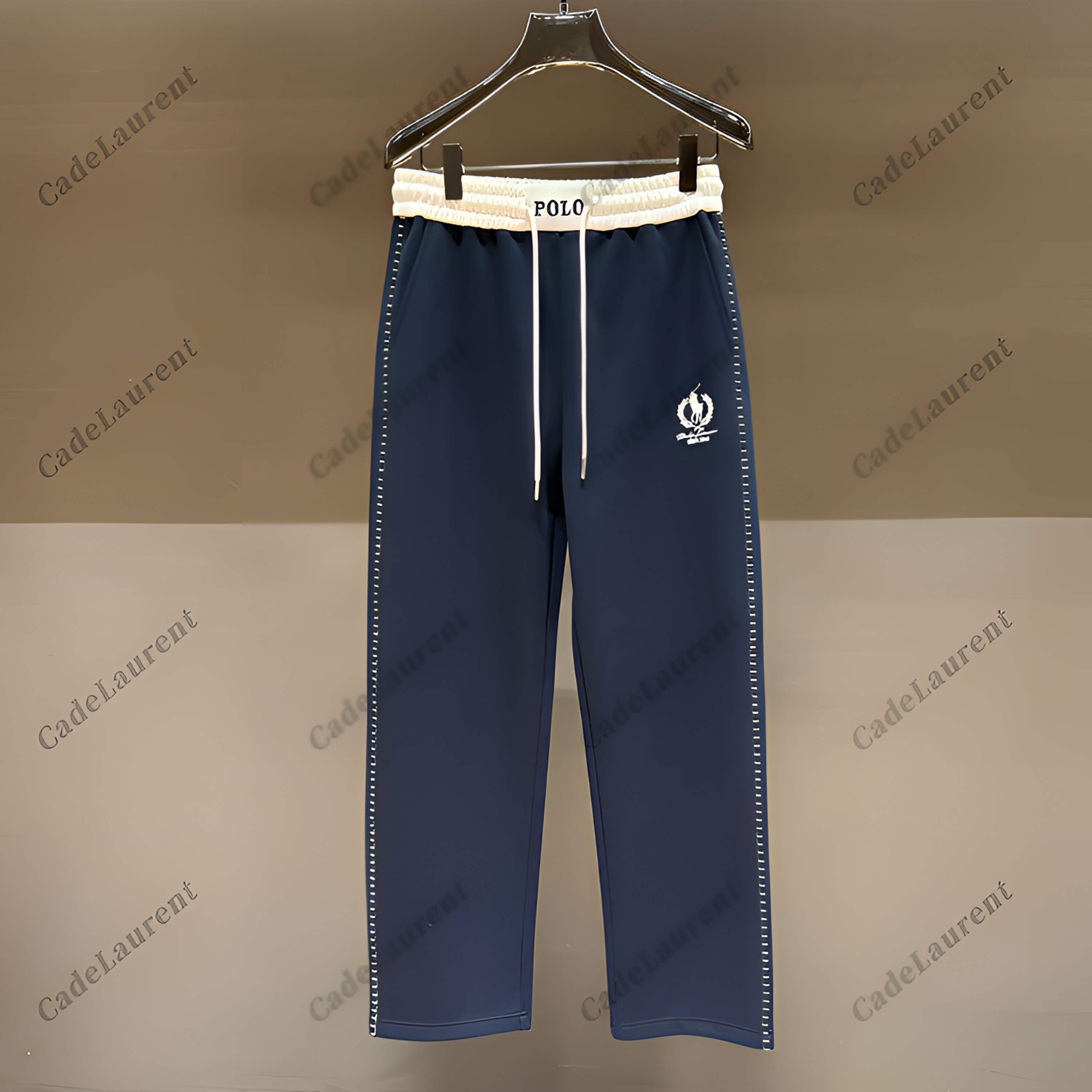 5号 秋季特调 蓝白撞色男士新品美式重磅运动直筒宽松卫裤BG-5048