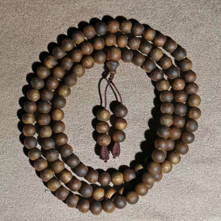 沉水浮海南黎母山奇楠根部油8mm108颗35g+佛珠念珠多样性发1