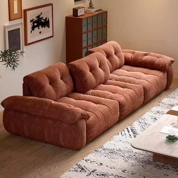 新款云漫雪尼尔简约沙发客厅大小户型可调节高靠背意式直排沙发