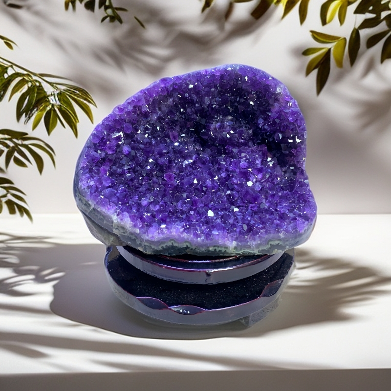 天然巴西乌拉圭紫水晶黄水晶摆件消磁石家居装饰品