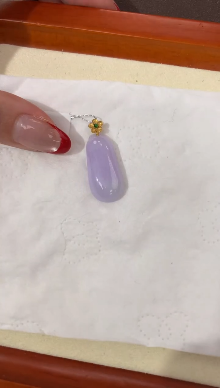 【闪购商品】翡翠颈饰18K金镶嵌天然缅甸a货翡翠