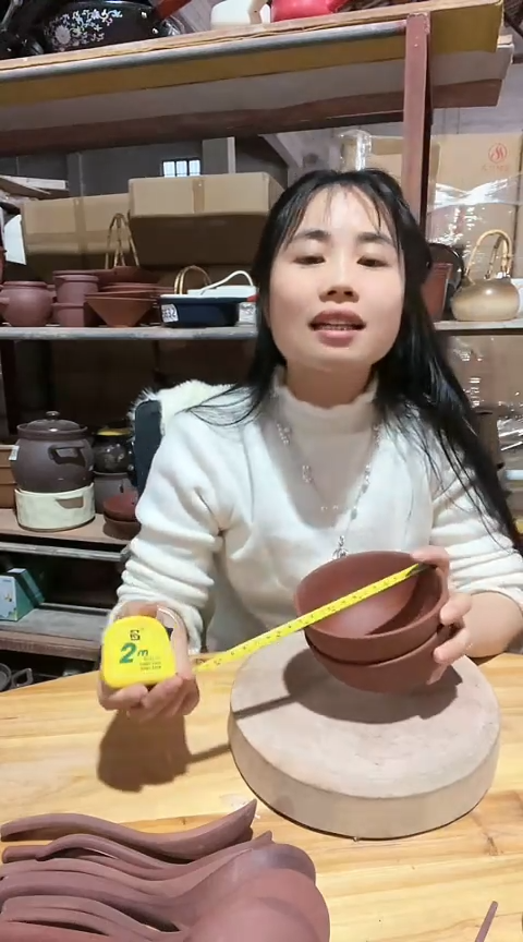 陶瑕疵12紫砂碗2个不圆色差