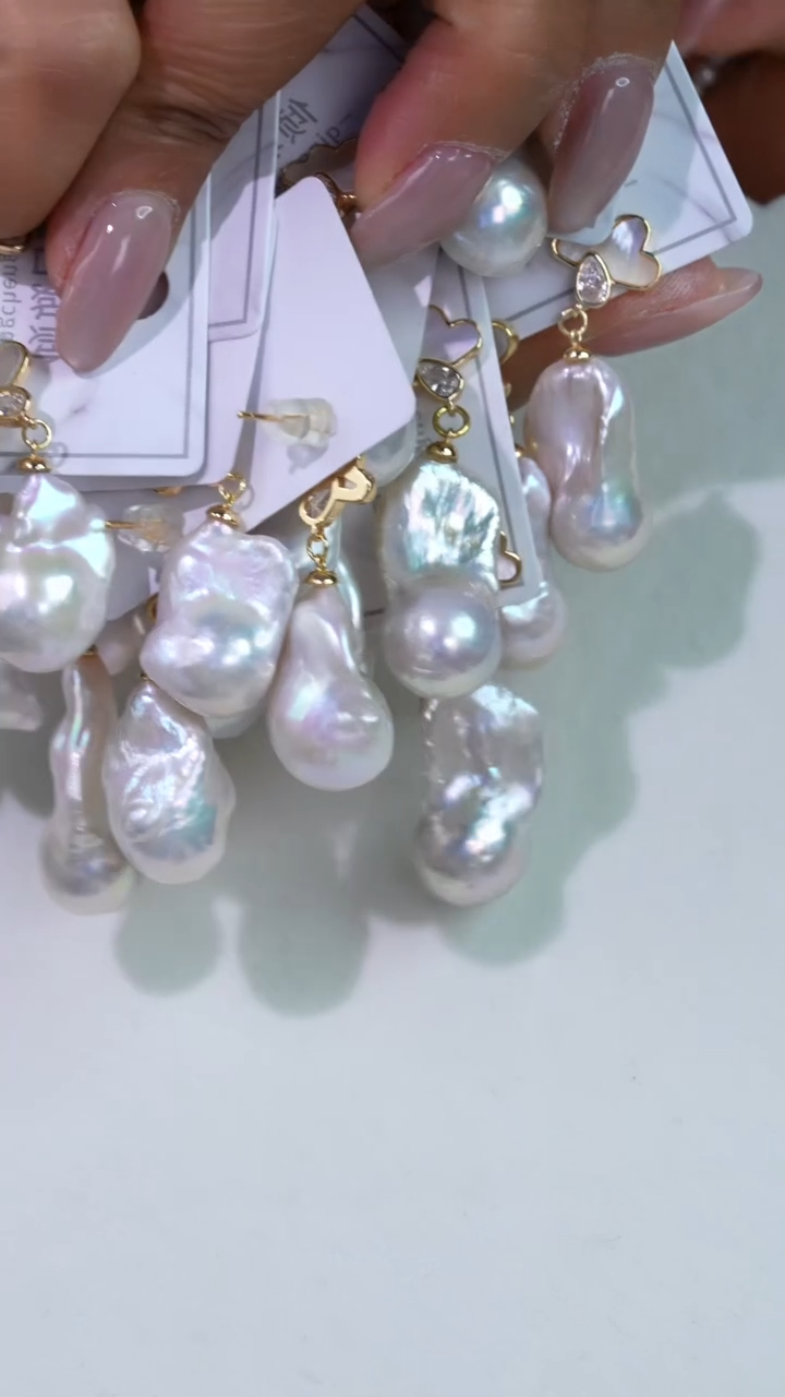 银S925镶嵌淡水珍珠耳饰60多样性发货 发其一