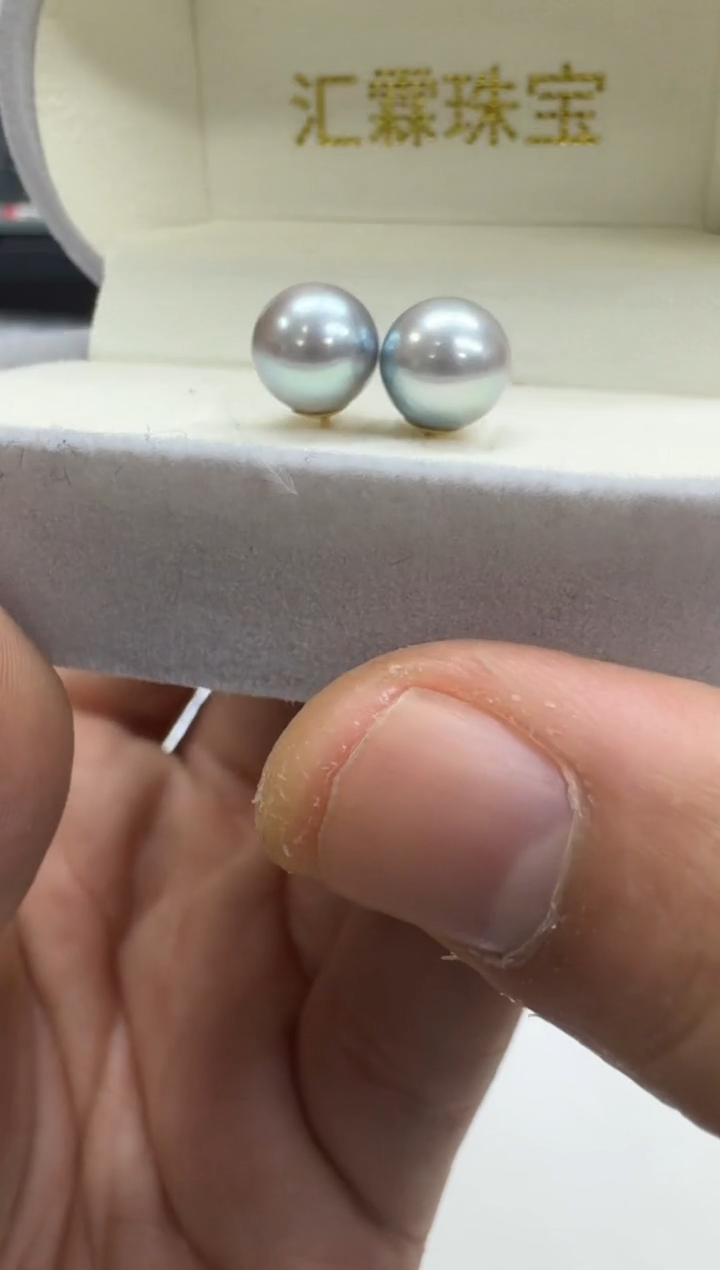 【闪购商品】淡水珍珠耳钉18K金镶嵌9-10mm