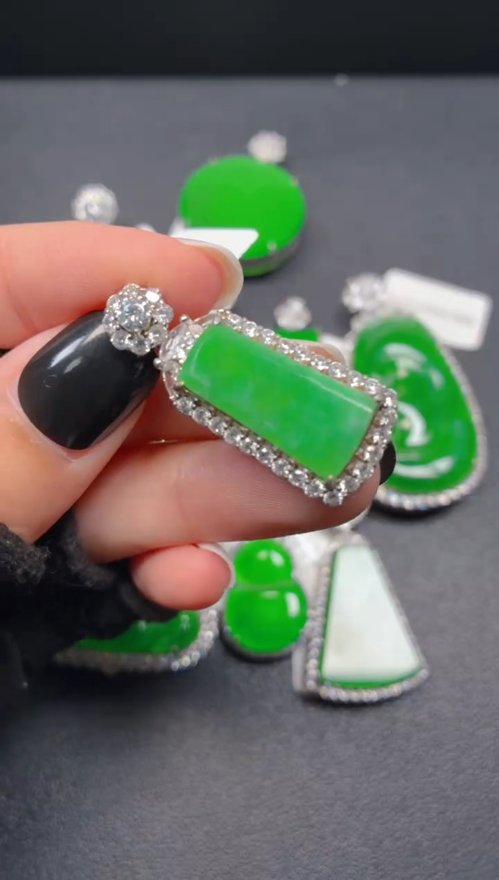 吊坠(不含链)银S925镶嵌翡翠00