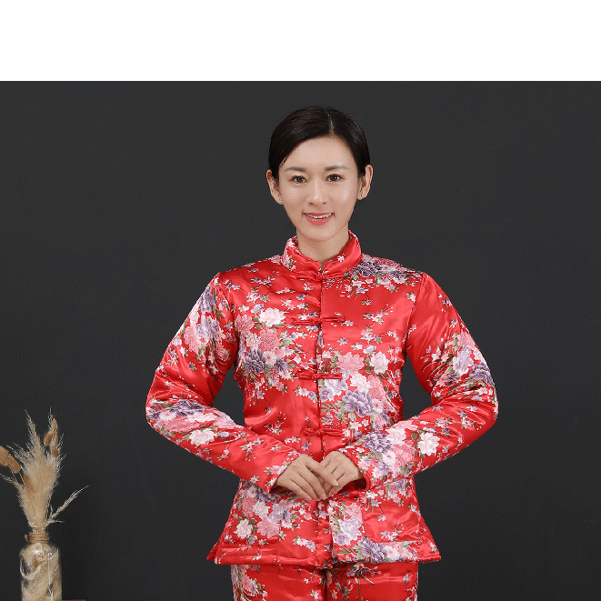 仿真丝纯手工棉花衣加厚外套棉服偏襟对襟传统服饰半成品