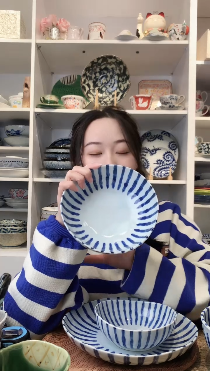 陶瓷浓十草55大钵17cm