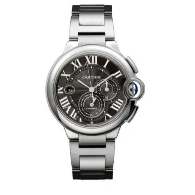 99新 Cartier/卡地亚 蓝气球W6920025/44mm/计时钢带黑盘机械男表