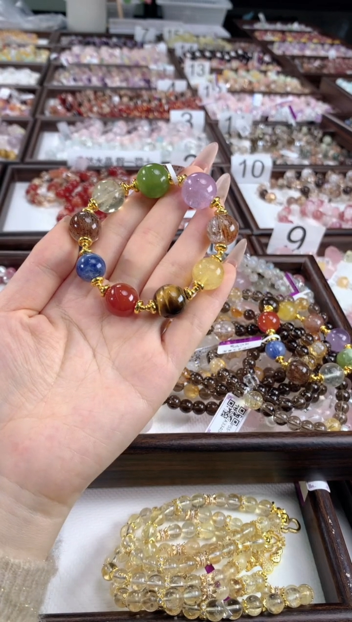 未镶嵌手链水晶九彩多宝单圈