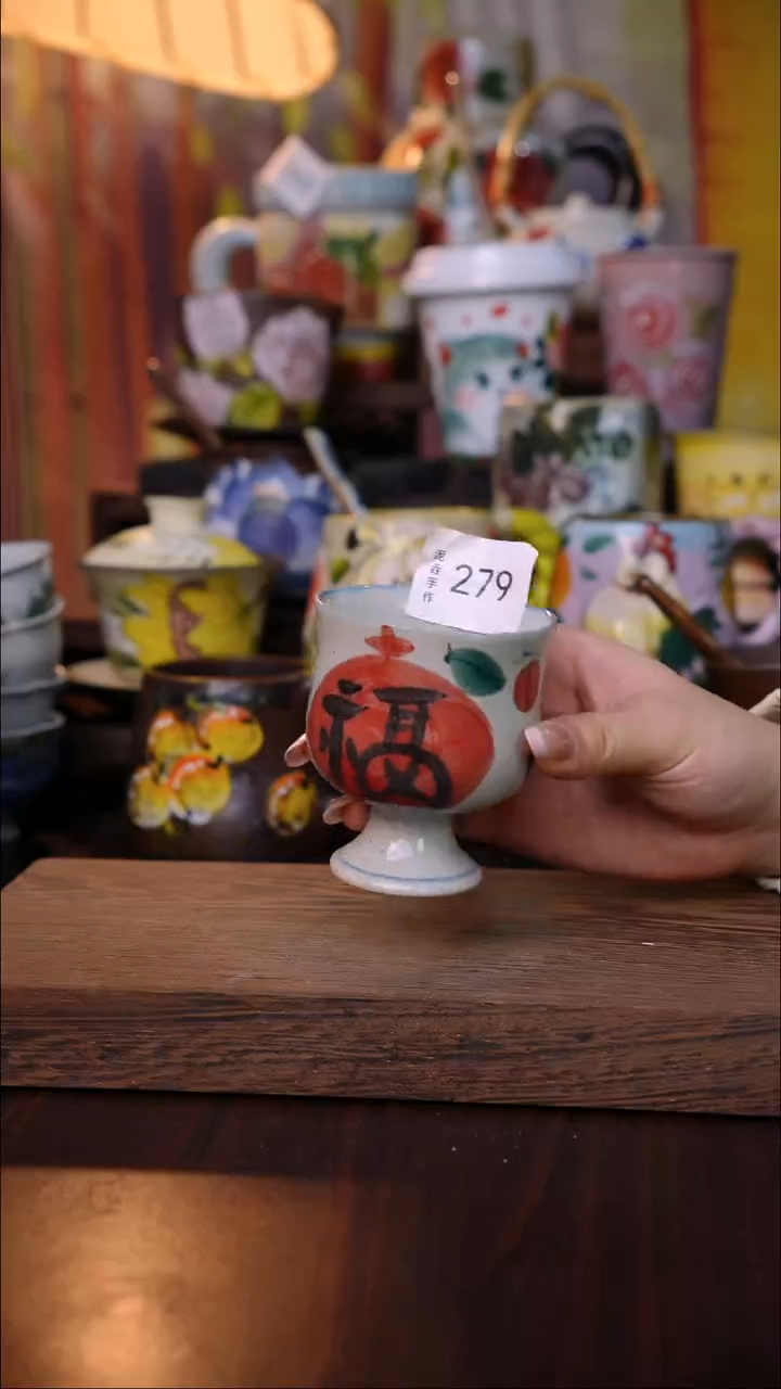 杯子陶泥垚手作 景德镇手工手绘陶瓷器物