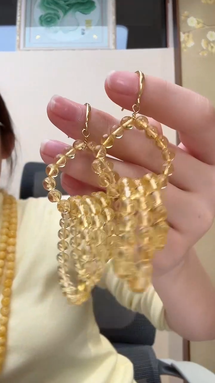 琥珀未镶嵌耳饰耳环