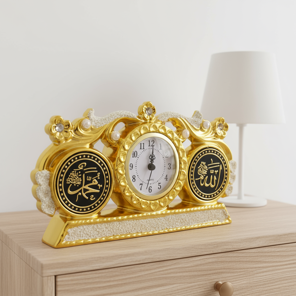 洒金配钻双遵名时钟桌面摆件创意摆设家用工艺品陶瓷