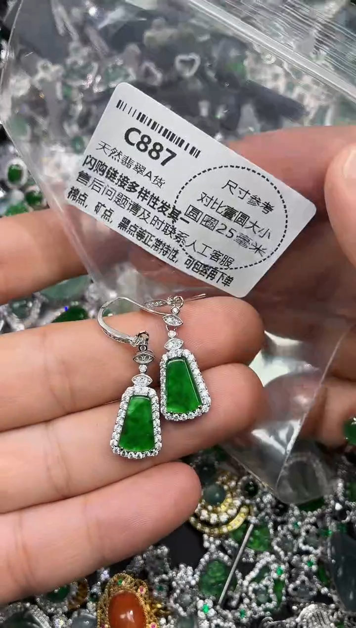 颈饰未镶嵌翡翠C887耳钩