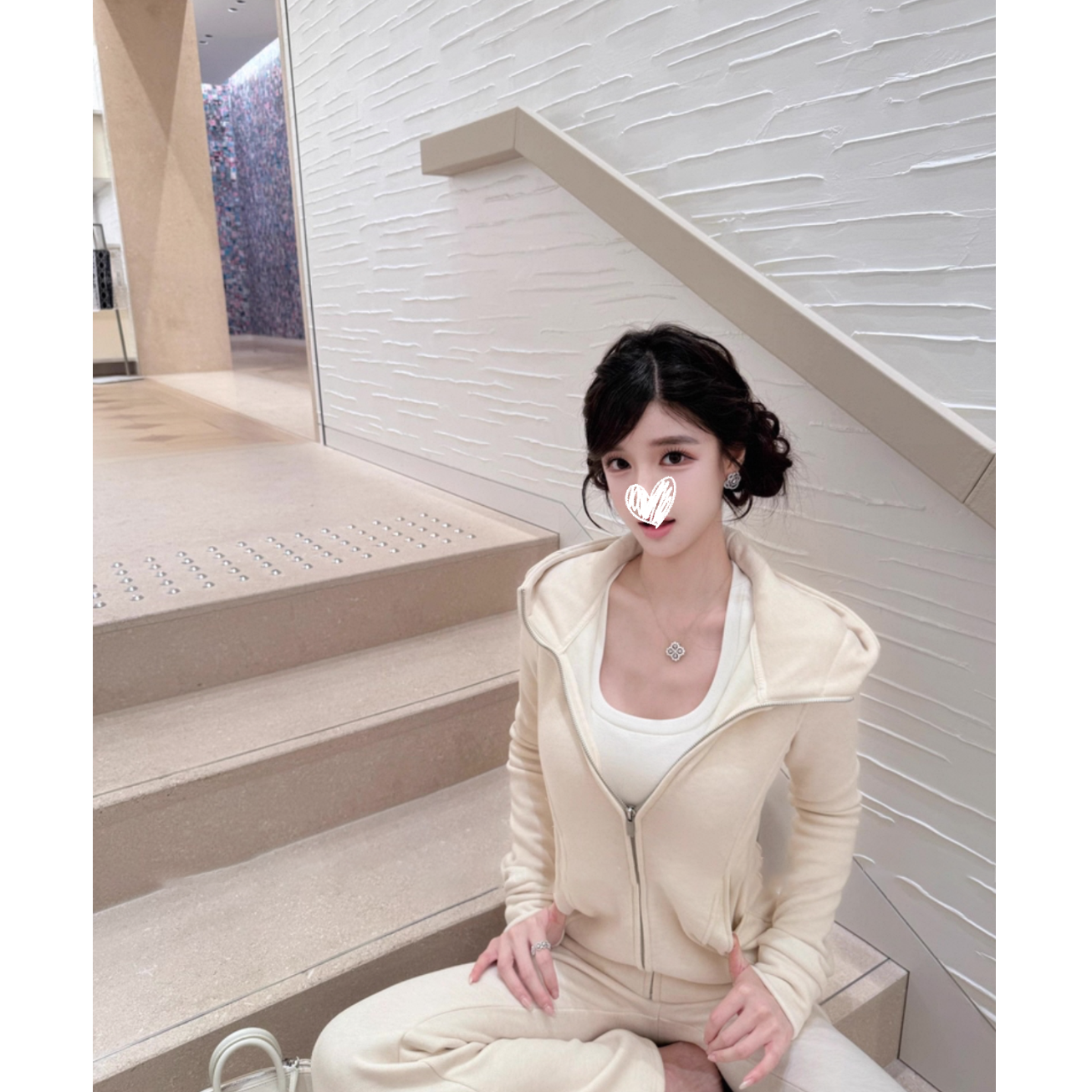 【lu系保暖套组】纯色加绒卫衣女冬显瘦连帽外套提臀卫裤套装3288