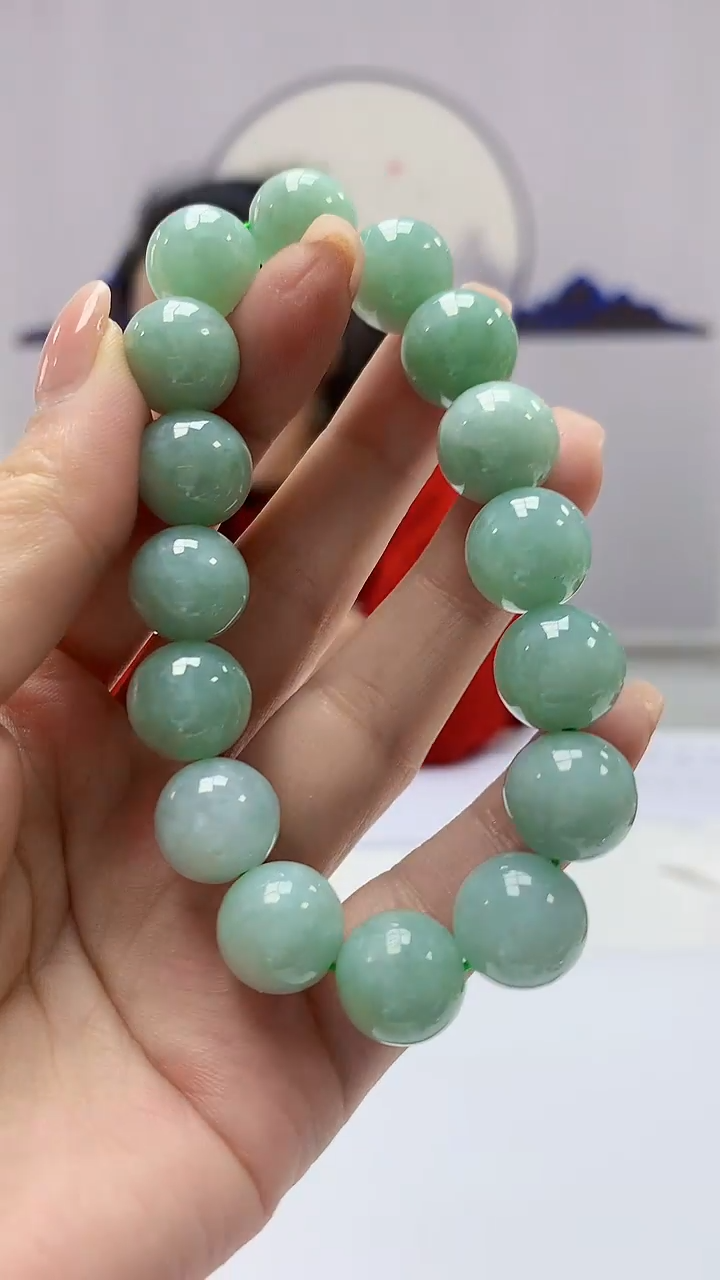 【闪购商品】定制翡翠未镶嵌4902ms-毛货35手串