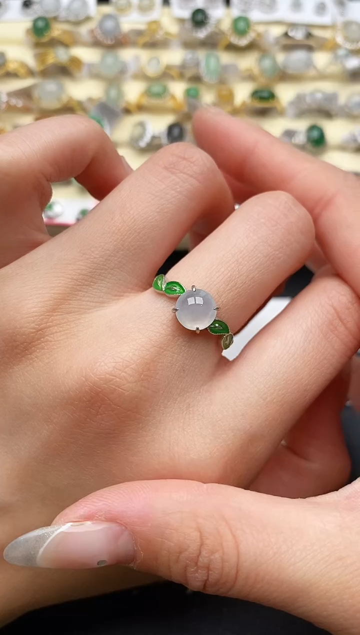 【闪购商品】翡翠戒指银S925镶嵌44444444+7