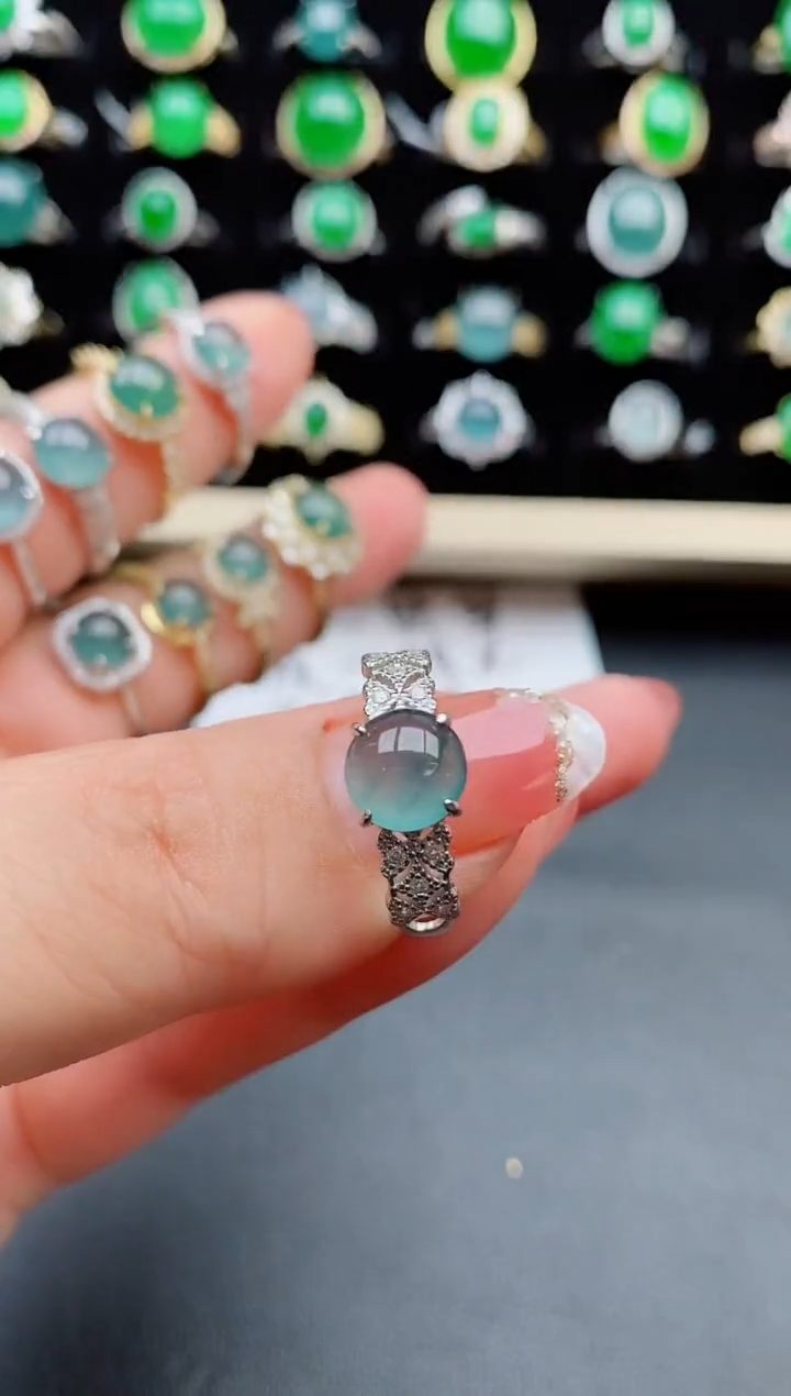 【闪购商品】翡翠戒指银S925镶嵌8580