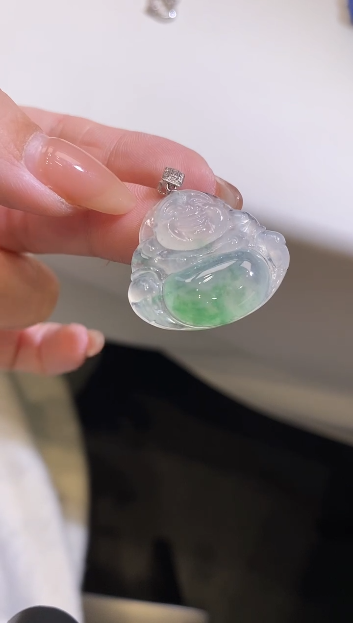 吊坠(不含链)18K金镶嵌翡翠佛公