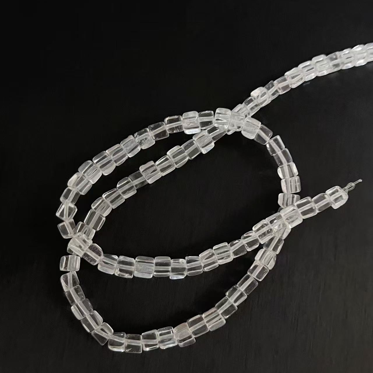 天然白水晶直切方糖长链可DIY做手串项链等配饰