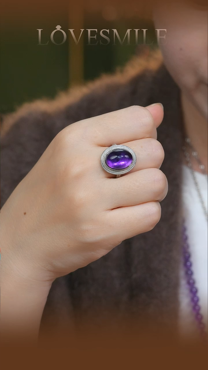 银S925镶嵌戒指紫晶006