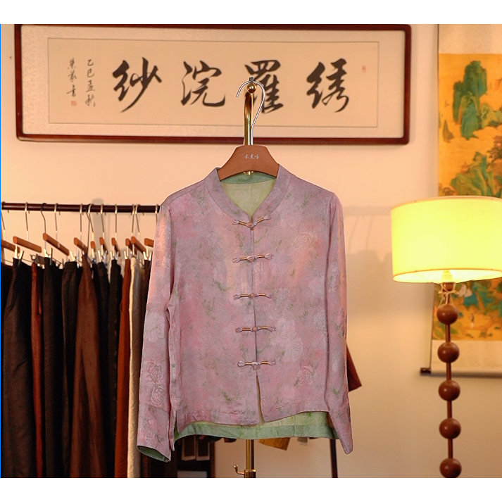 【蒹葭苍苍-香云纱外套】重工香云纱外套4088