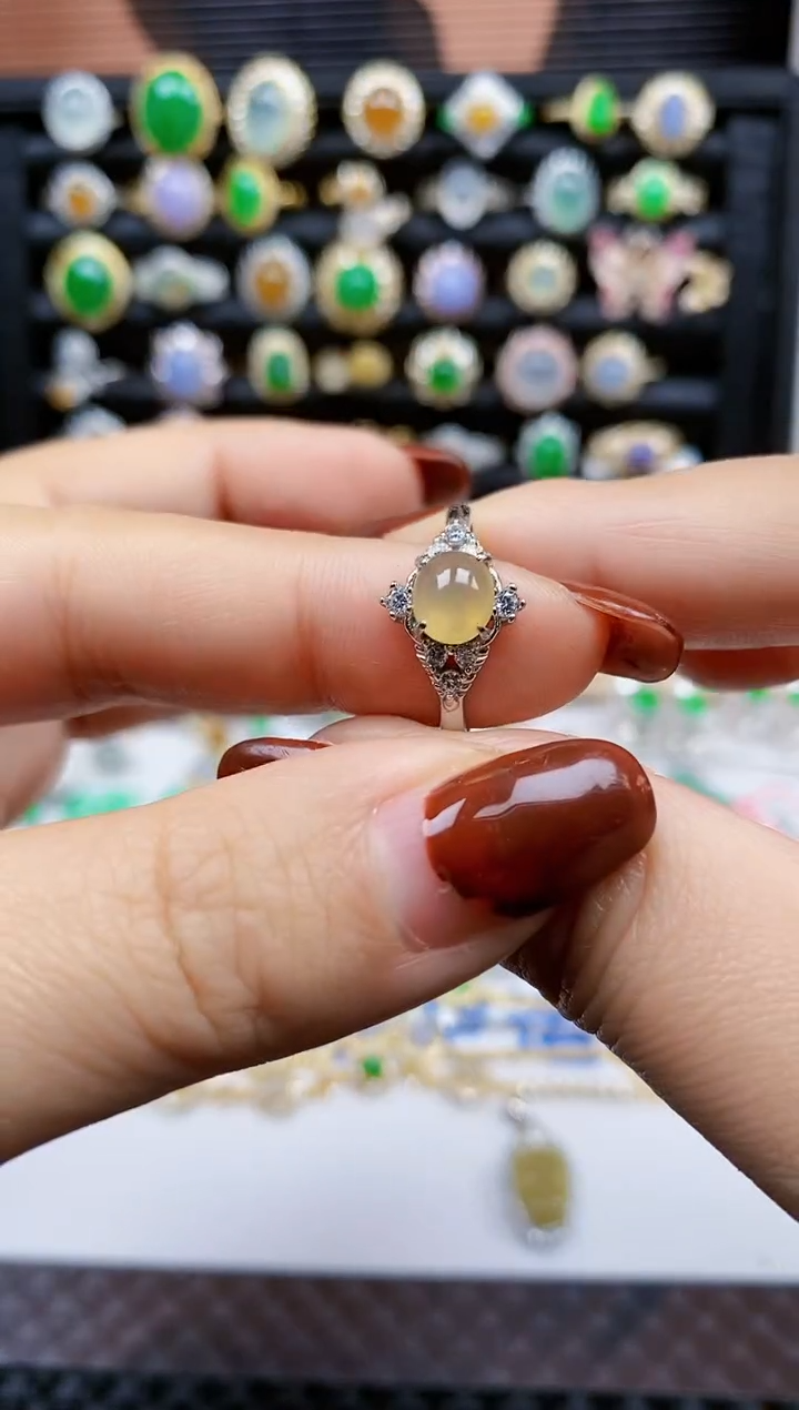 银S925镶嵌戒指翡翠378