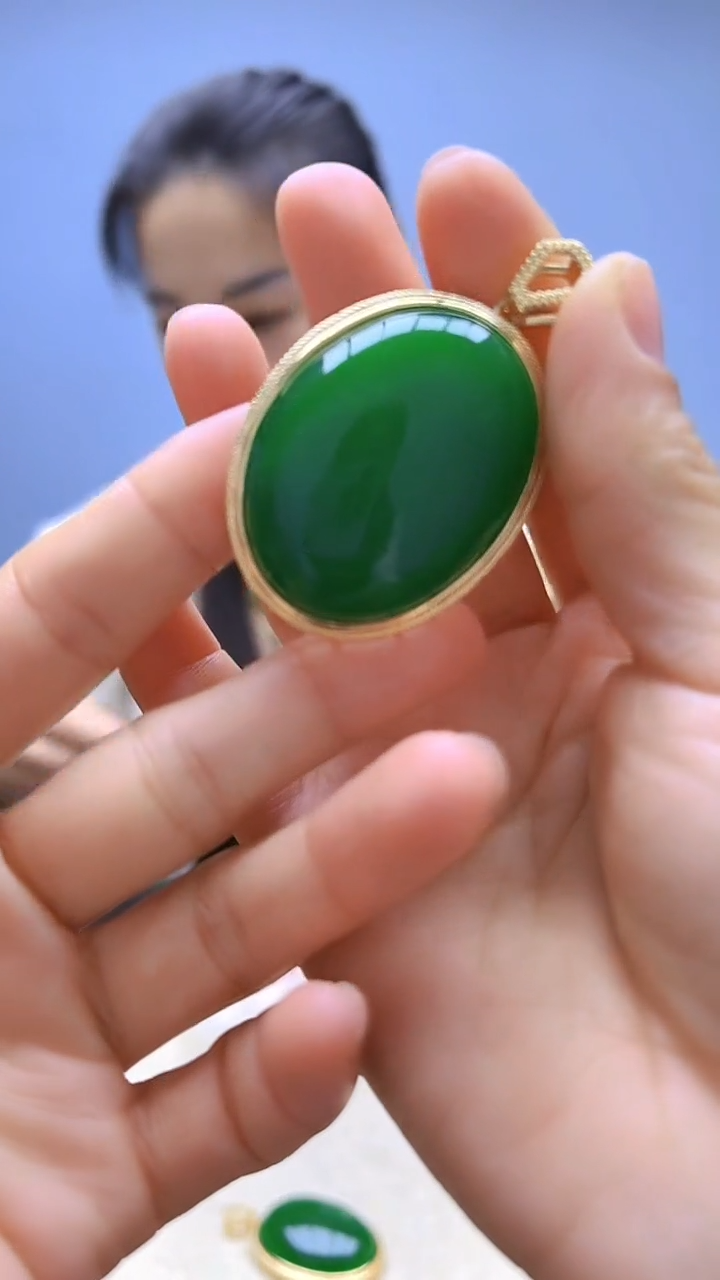 颈饰14K金镶嵌翡翠高货diy劲饰