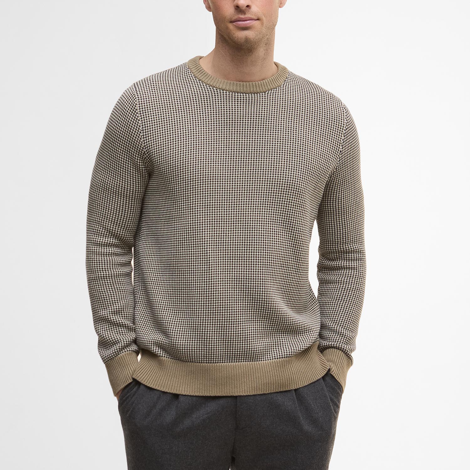 Barbour  Jumper  Supima棉 圆领花三色鸟眼针织衫毛衣