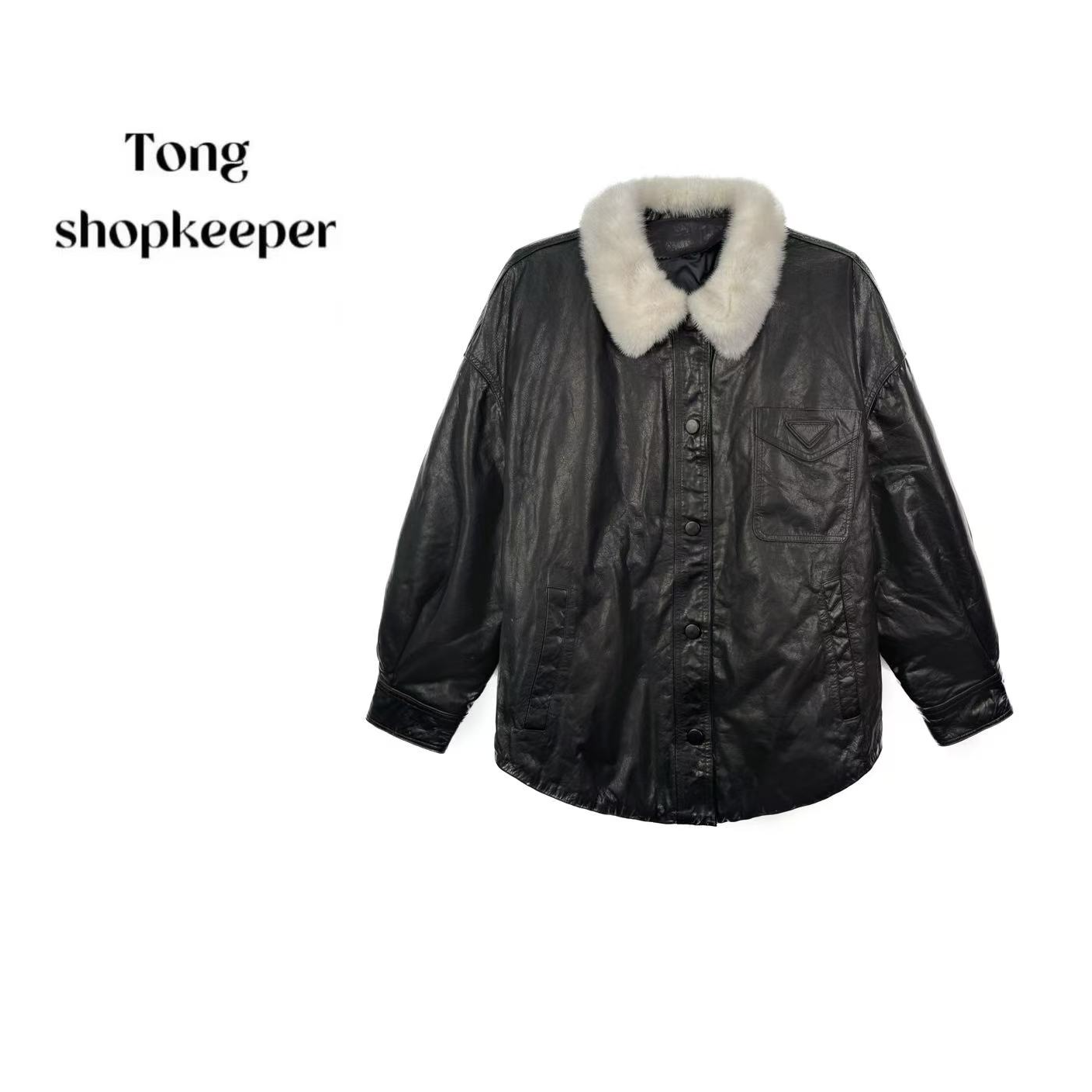 QJ/彤掌柜1683221 冬季26高定牛皮油蜡定制水貂毛方领防寒羽绒服