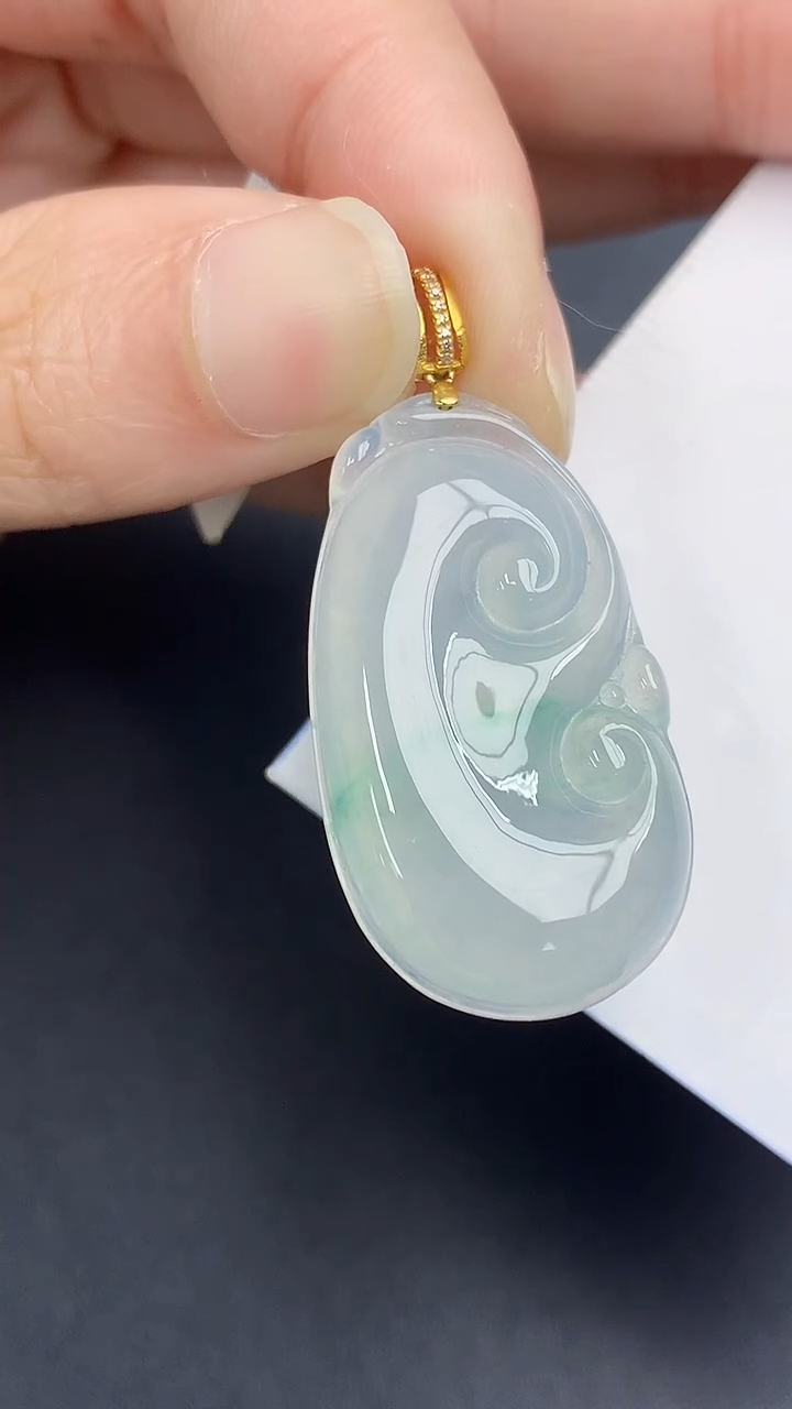 颈饰18K金镶嵌翡翠天然缅甸A货百元以上9元证书费自理