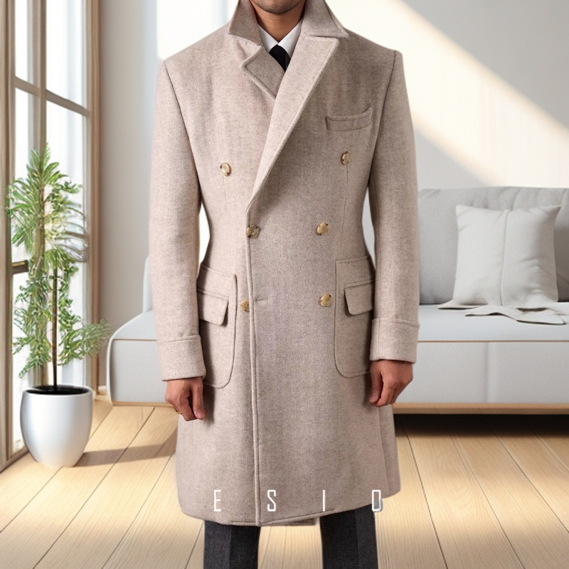 【双面呢羊毛混纺】常发修峰阿尔斯特领毛呢大衣男双排扣厚款外套