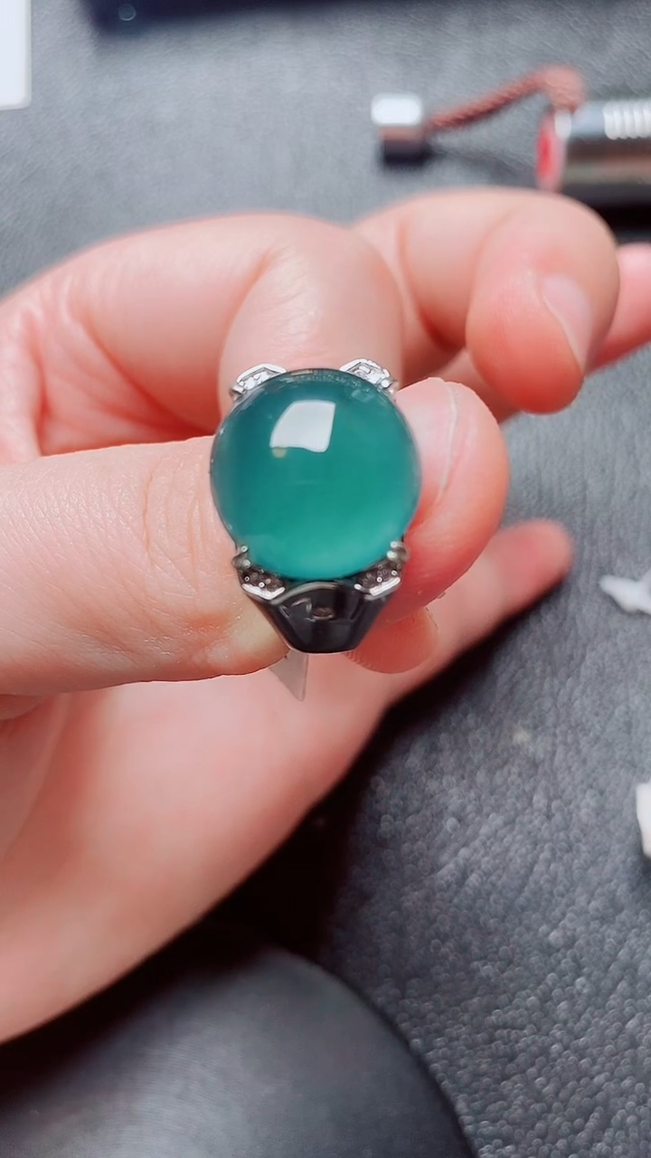 银S925镶嵌戒指翡翠翡翠