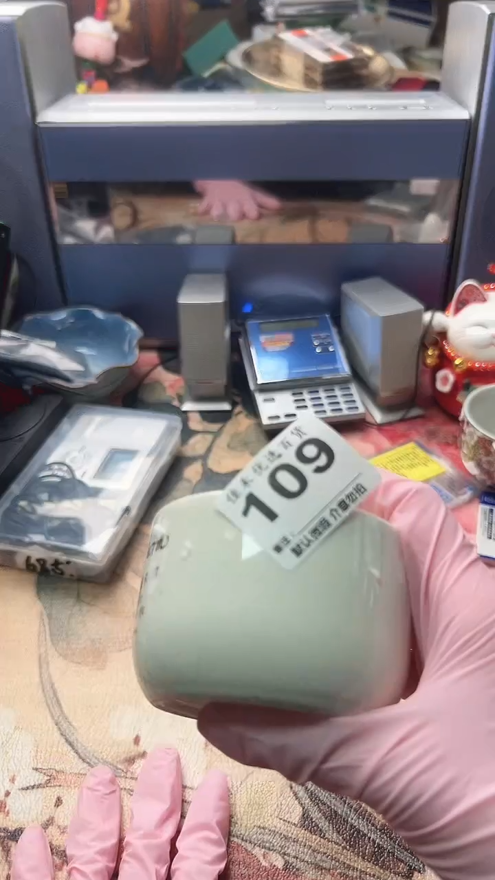 手工艺品琉璃时**技绿色造型瓷杯