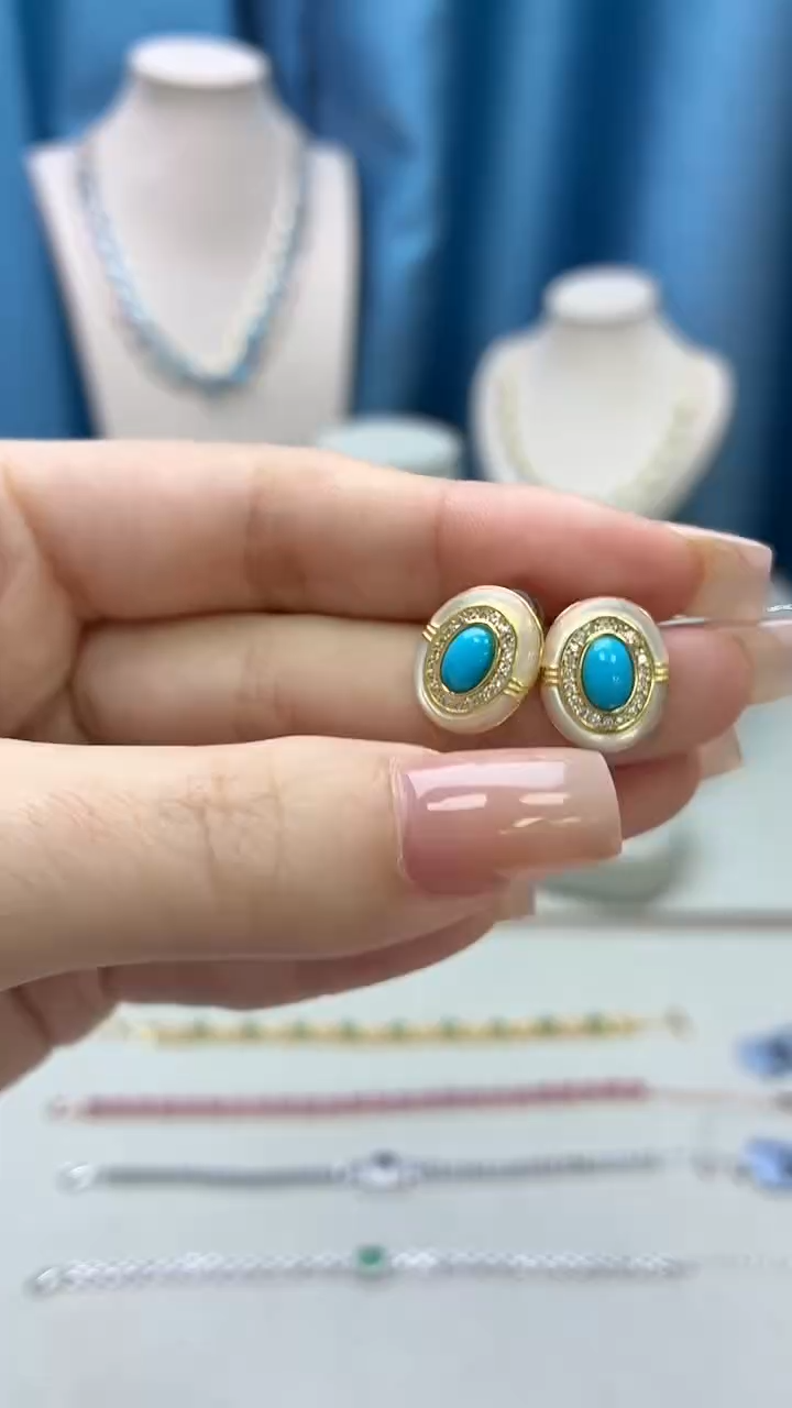 银S925镶嵌绿松石耳饰136JH0102产品一个（多样性）