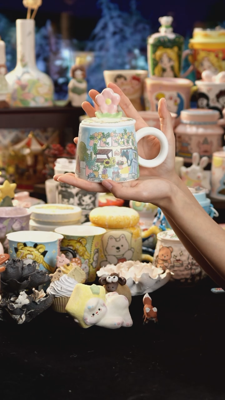 摆件陶景德镇釉下彩手绘设计师款陶瓷