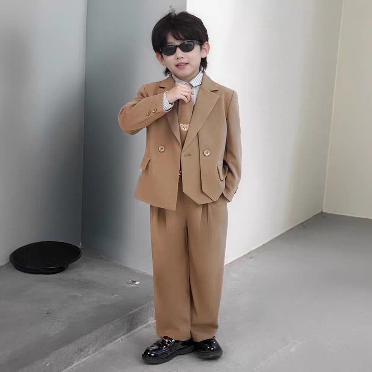 儿童西装套装男童痞帅休闲西服花童周岁礼服男孩摄影主持演出服