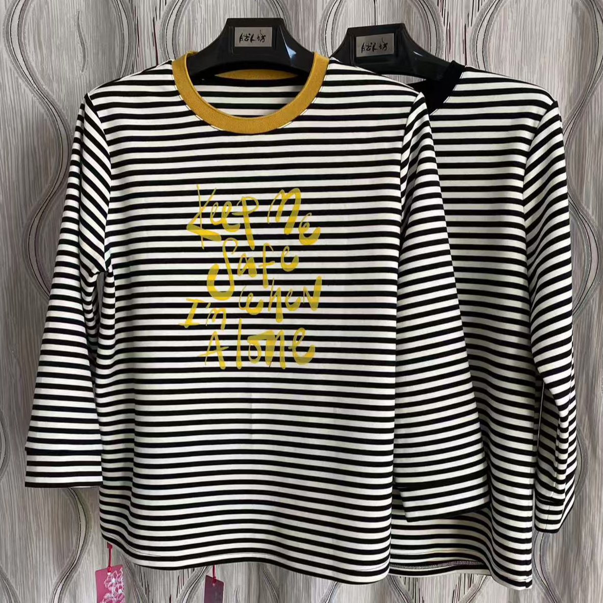 （M）胖人坊大码女装针织领条纹衫Ta-4631    衣长70  122