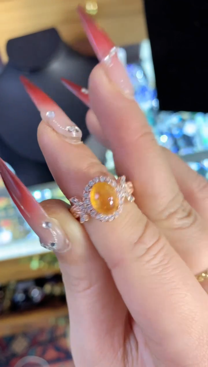 【闪购商品】石榴石（芬达石）戒指银S925镶嵌楚楚中古珠宝甄选不退换