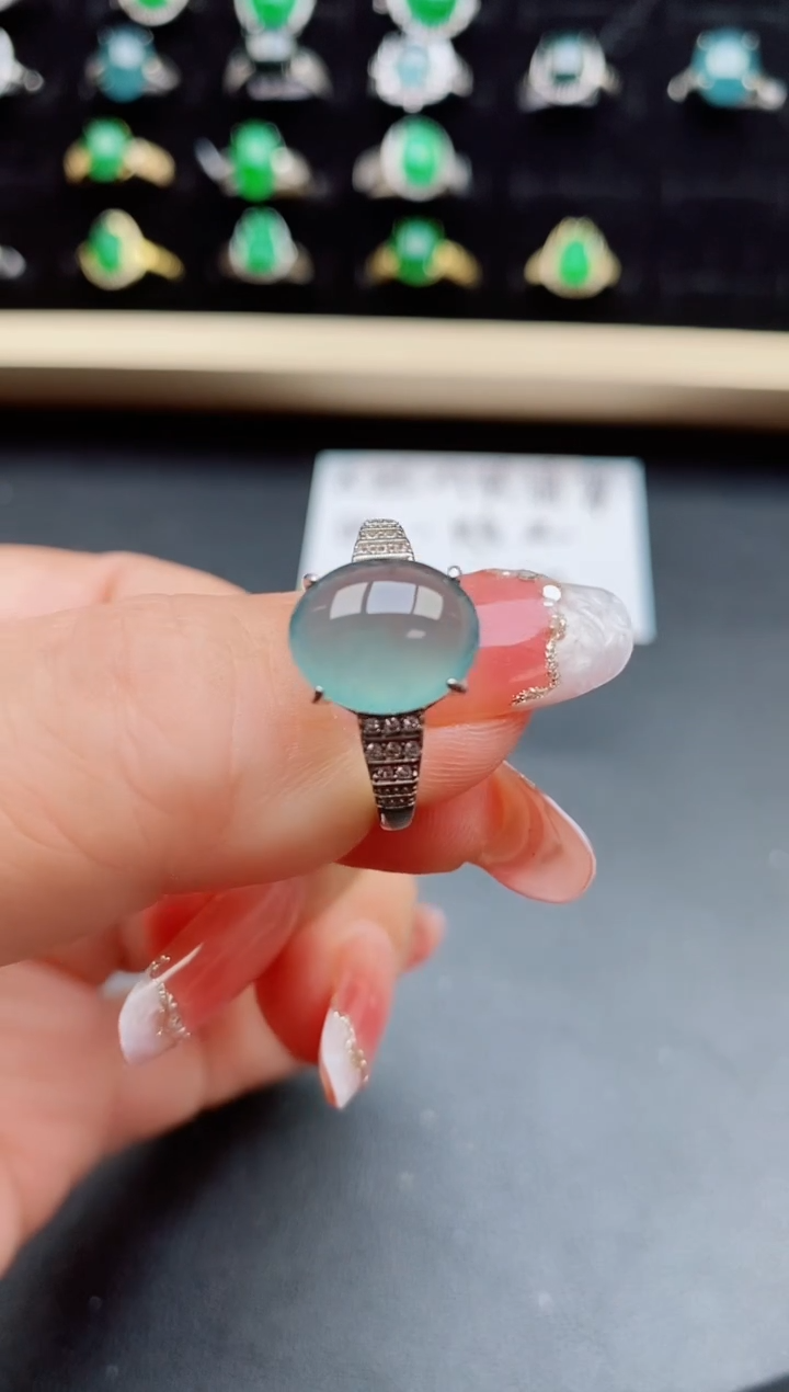 【闪购商品】翡翠戒指银S925镶嵌321312