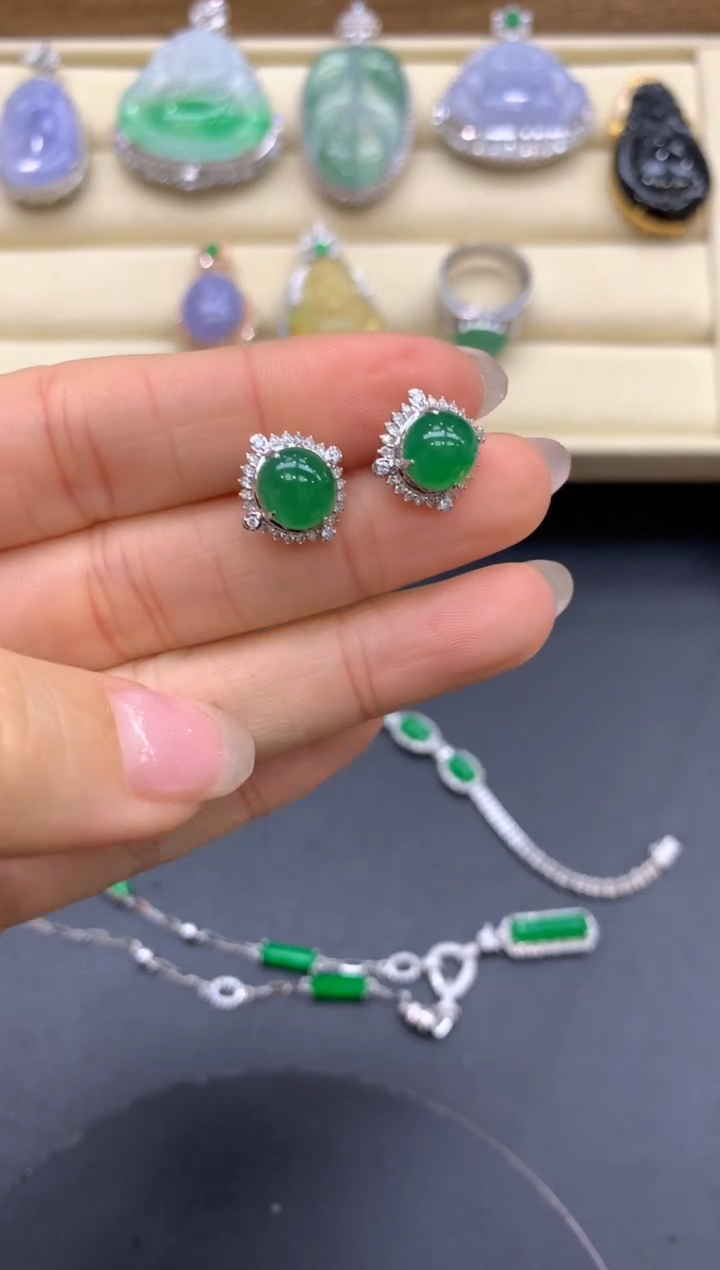 【闪购商品】翡翠耳饰18K金镶嵌534-中国好珍宝