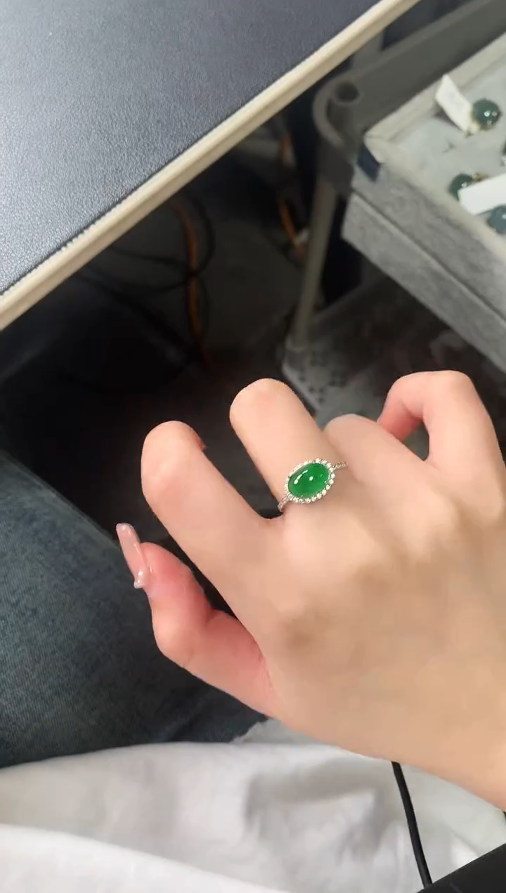 【闪购商品】翡翠戒指银S925镶嵌52141