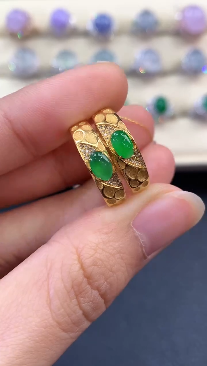 【闪购商品】翡翠戒指18K金镶嵌 B32多样性一件发货