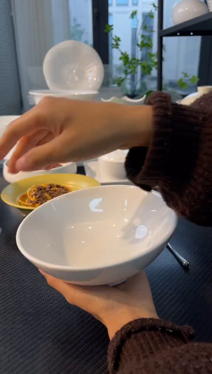 白瓷7寸阔口碗盘白瓷