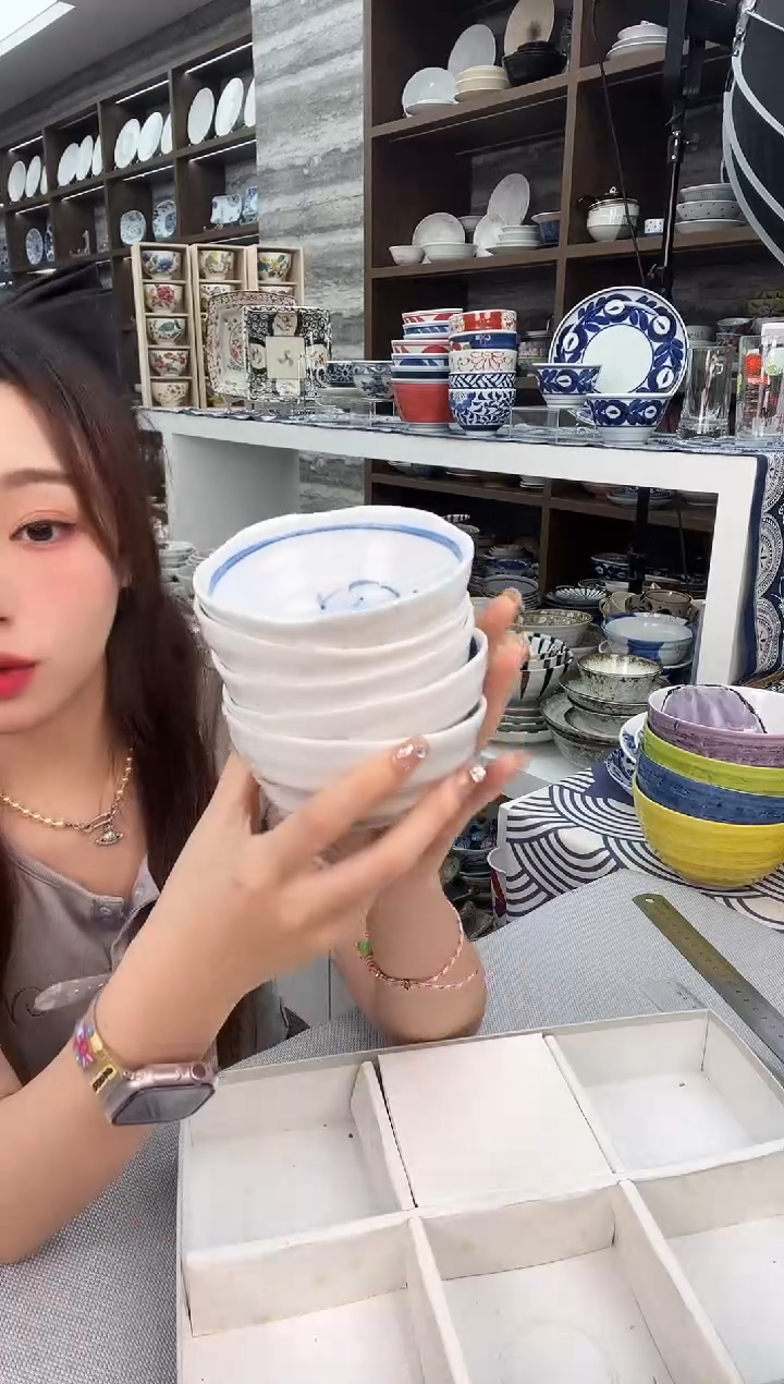 瓷有田烧10.5厘米蔬菜小钵5件套