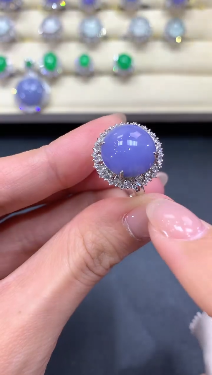 【闪购商品】翡翠戒指18K金镶嵌a298 紫货有色差